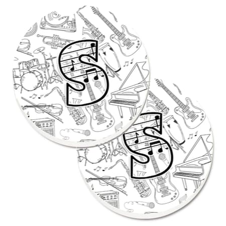 Carolines Treasures Letter S Musical Note Letters Set of 2 Cup Holder Car Coaster CJ2007-SCARC